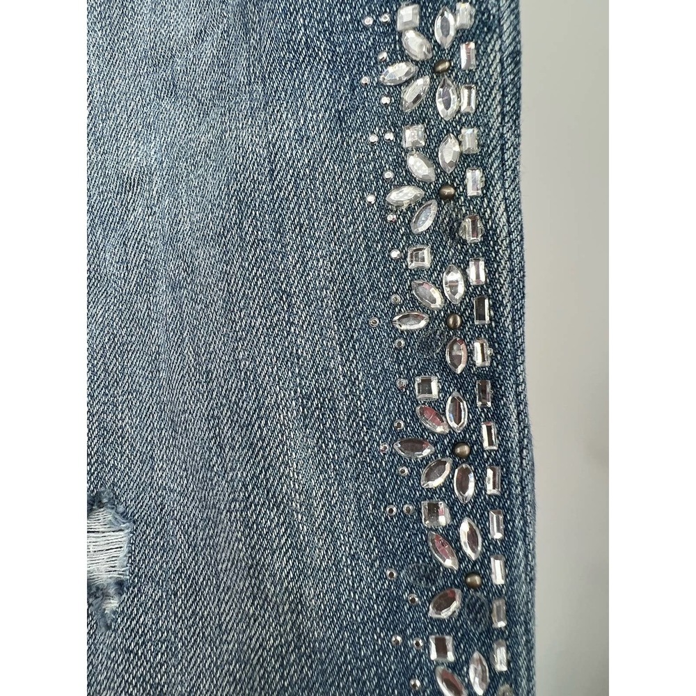 Abercrombie & Fitch Y2k Rhinestone Embellished Distressed Skinny Jean Sz 30/10 - Picture 3 of 10